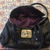 black leather clutch purse