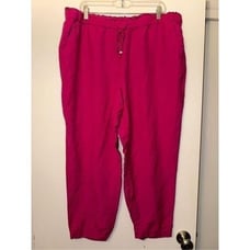 LOFT Women’s Bright Pink Linen Blend Paperbag Pants Size XL