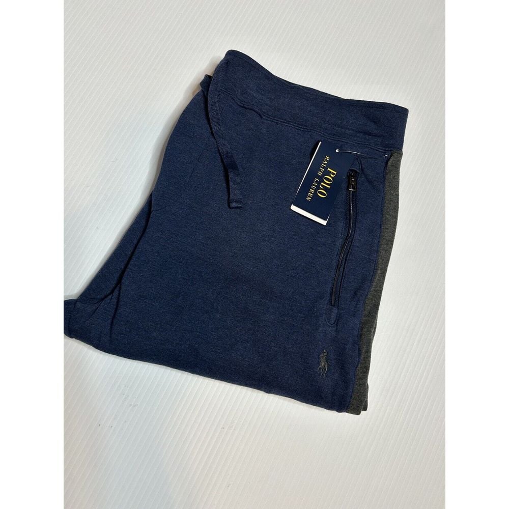 NWT Ralph Lauren Mens Large Navy Zip Front Pockets Drawstring Joggers Sweatpants