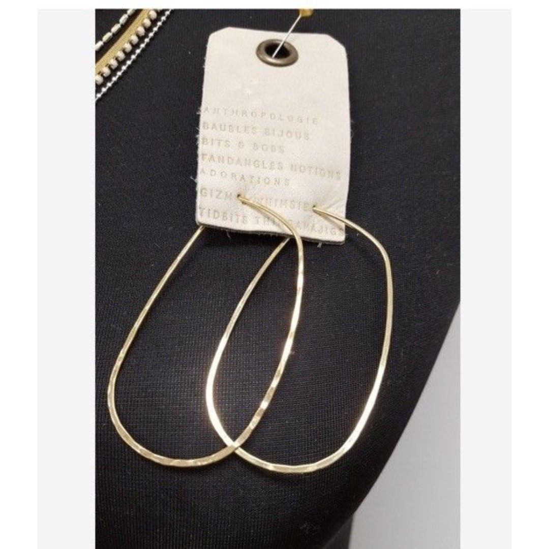 New Anthropologie Oblong Gold Earrings