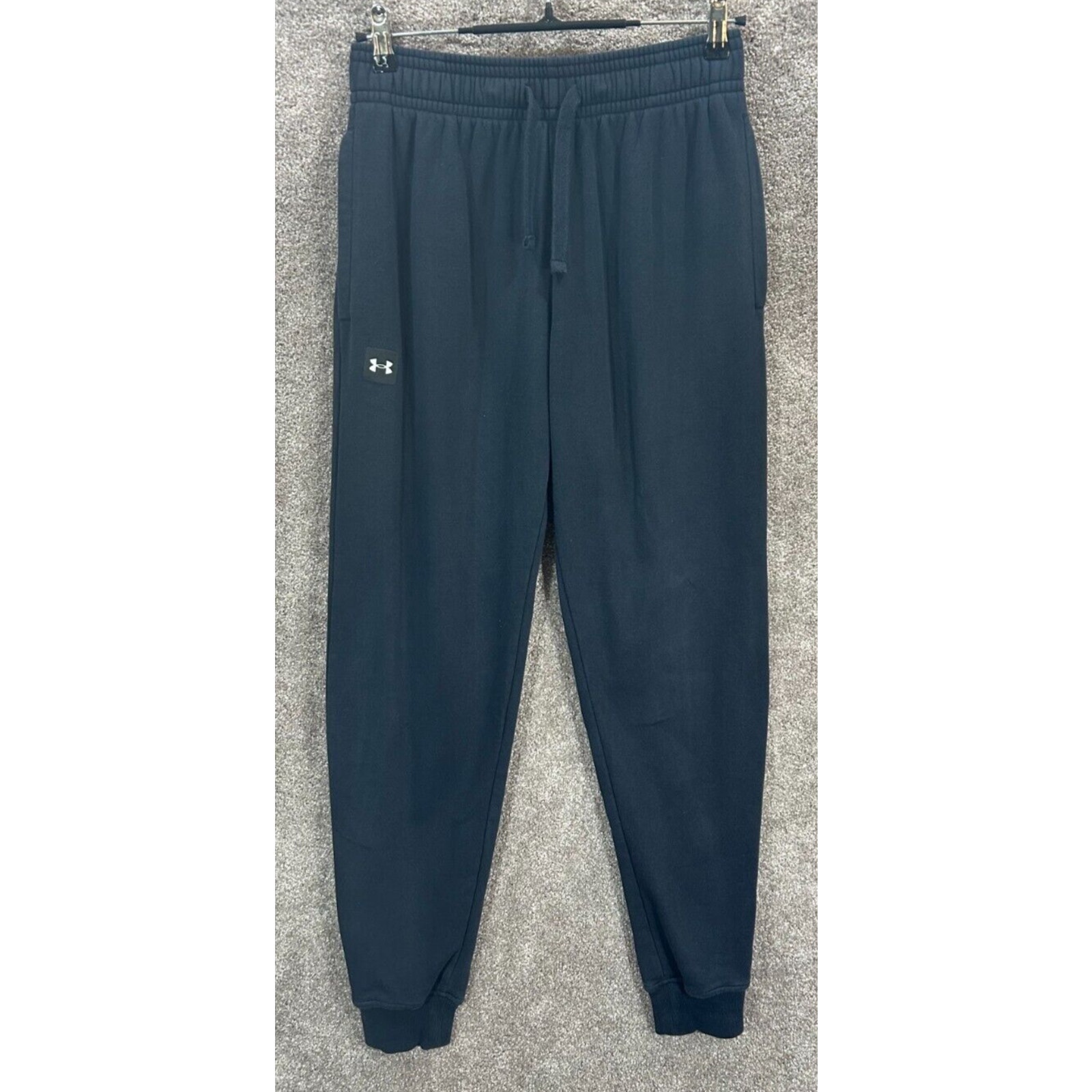 Under Armour Joggers Mens Medium Black Actual 28X30 Loose Rival Fleece Sweatpant
