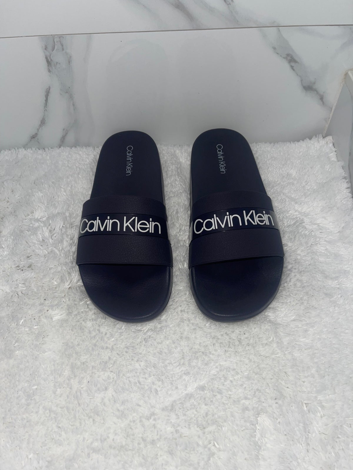 Calvin Klein Slides for Men Size 11 Lightweight Dark Blue
