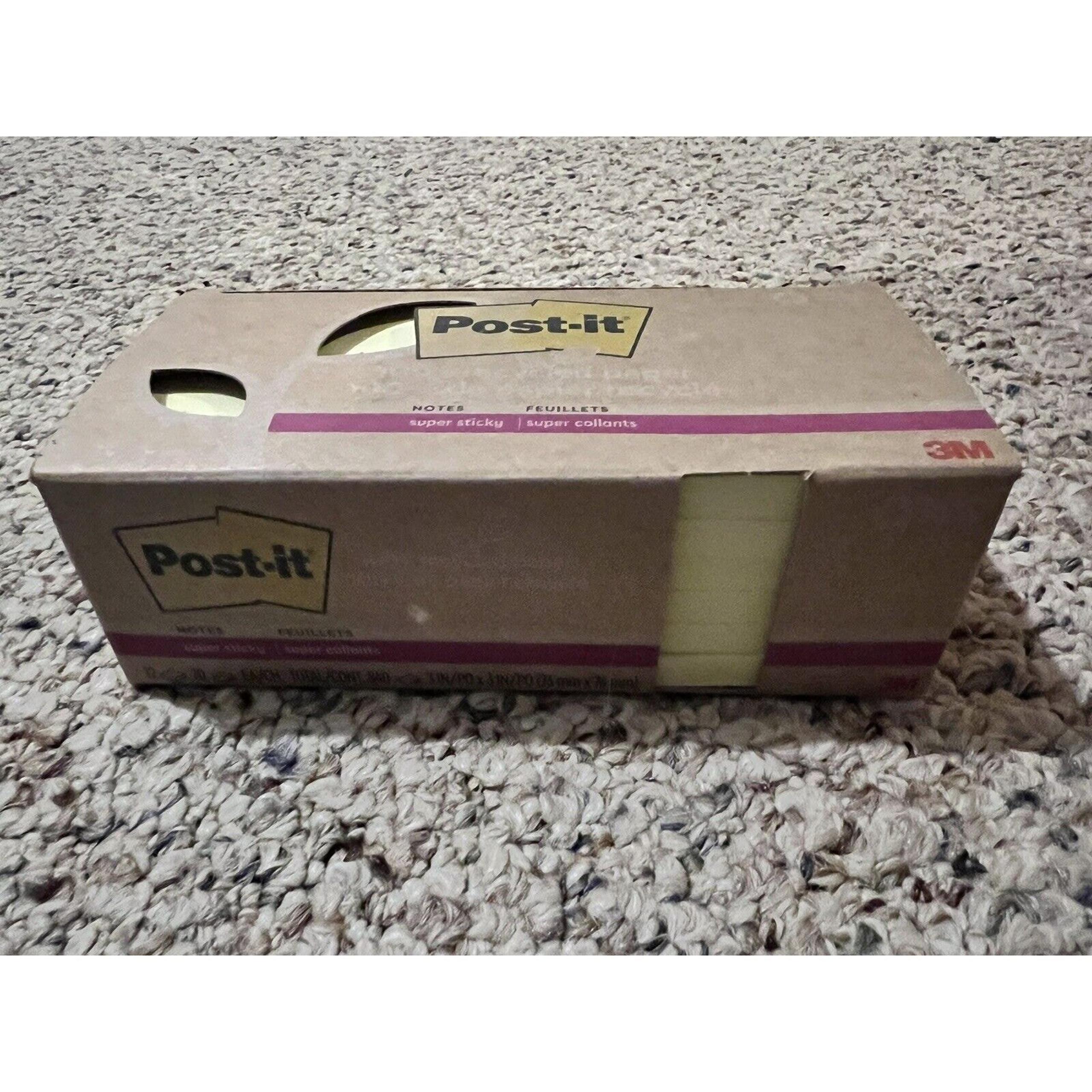 Post-it Recycled Super Sticky Notes 3" x 3" Canary Collection 70 Sheet/Pad 12