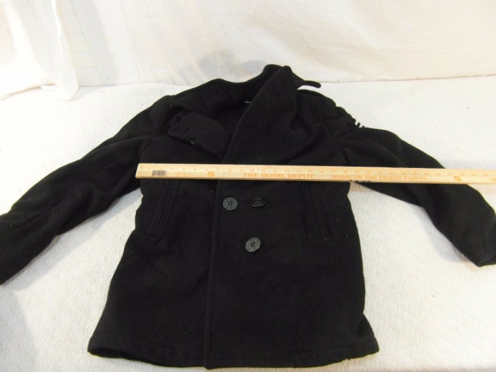Naval 100% Wool Black Overcoat 33798