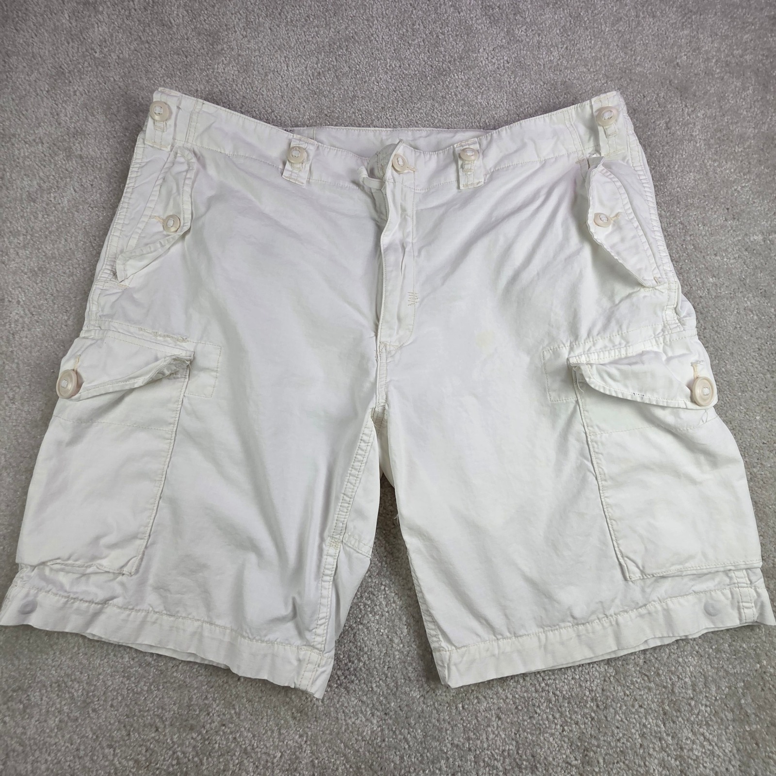 Vtg Polo Ralph Lauren Mens Combat Cargo Shorts Classic Fit White Size 40