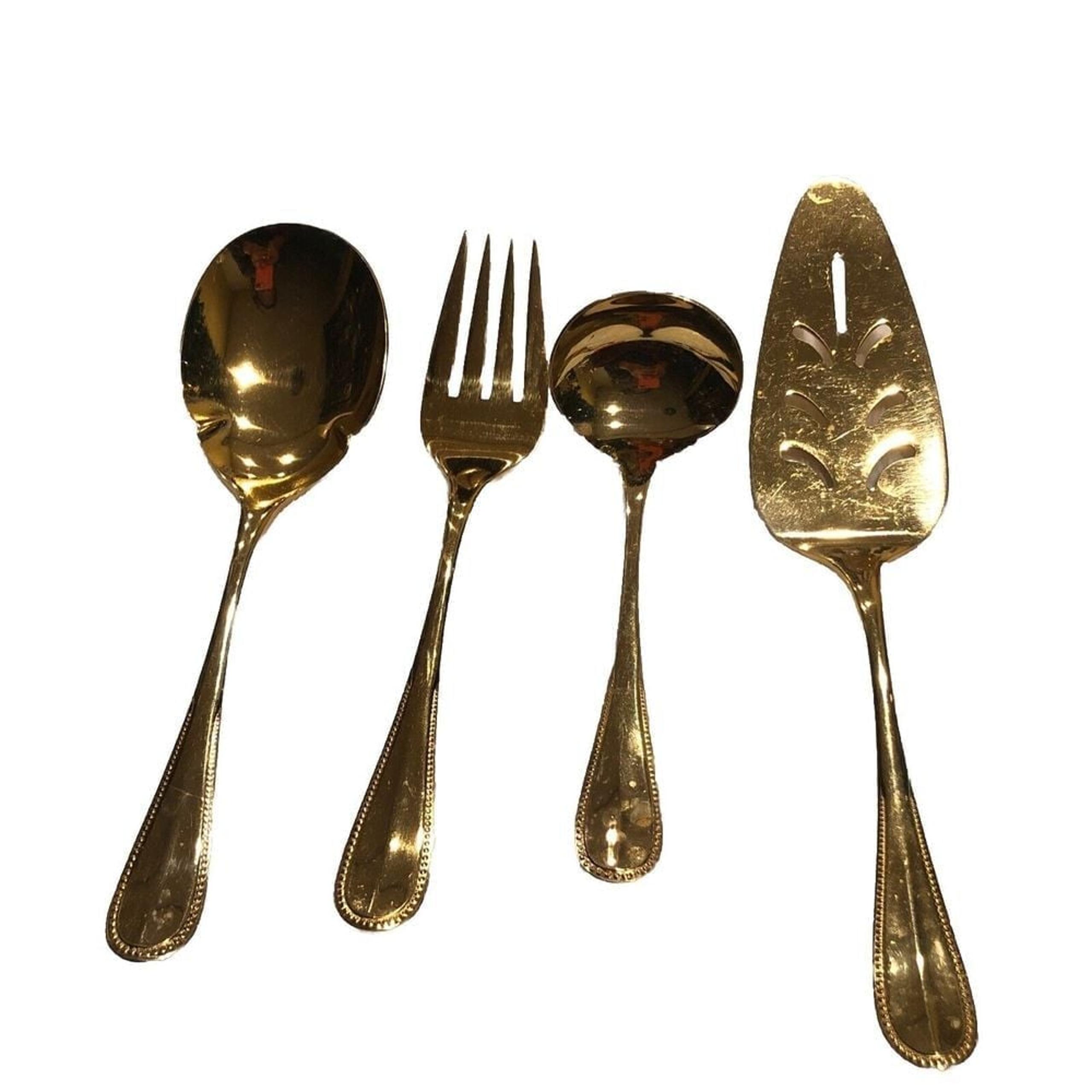 Oxford Hall Stainless Steel Gold Serving ware 4 Pieces