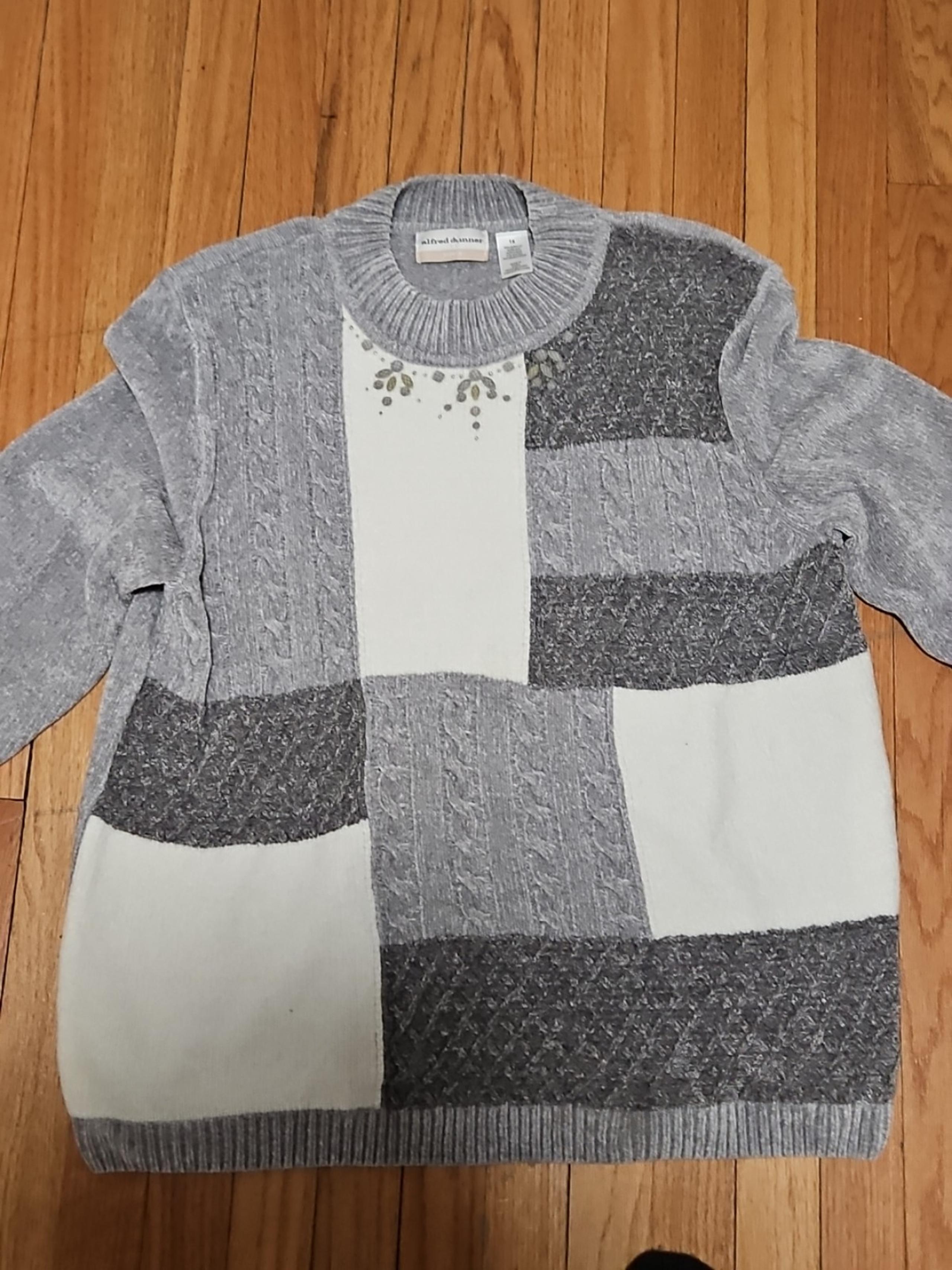 Alfred Dunner Women's Color Block Cable Knit Mock Neck Sweater