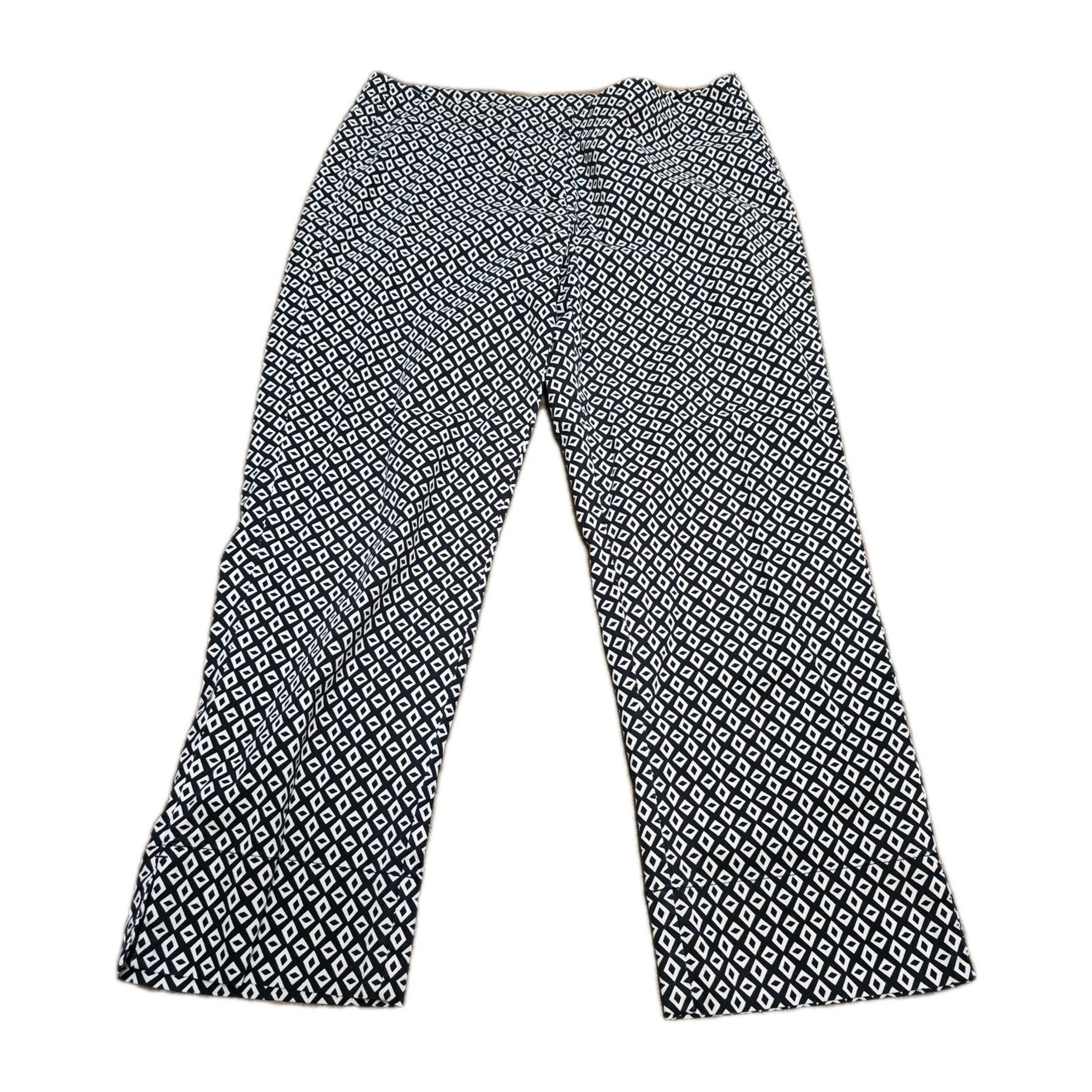 CAbi Women's Geometric Print Cropped Ankle Pants Cotton Blend Style #877 Size 8