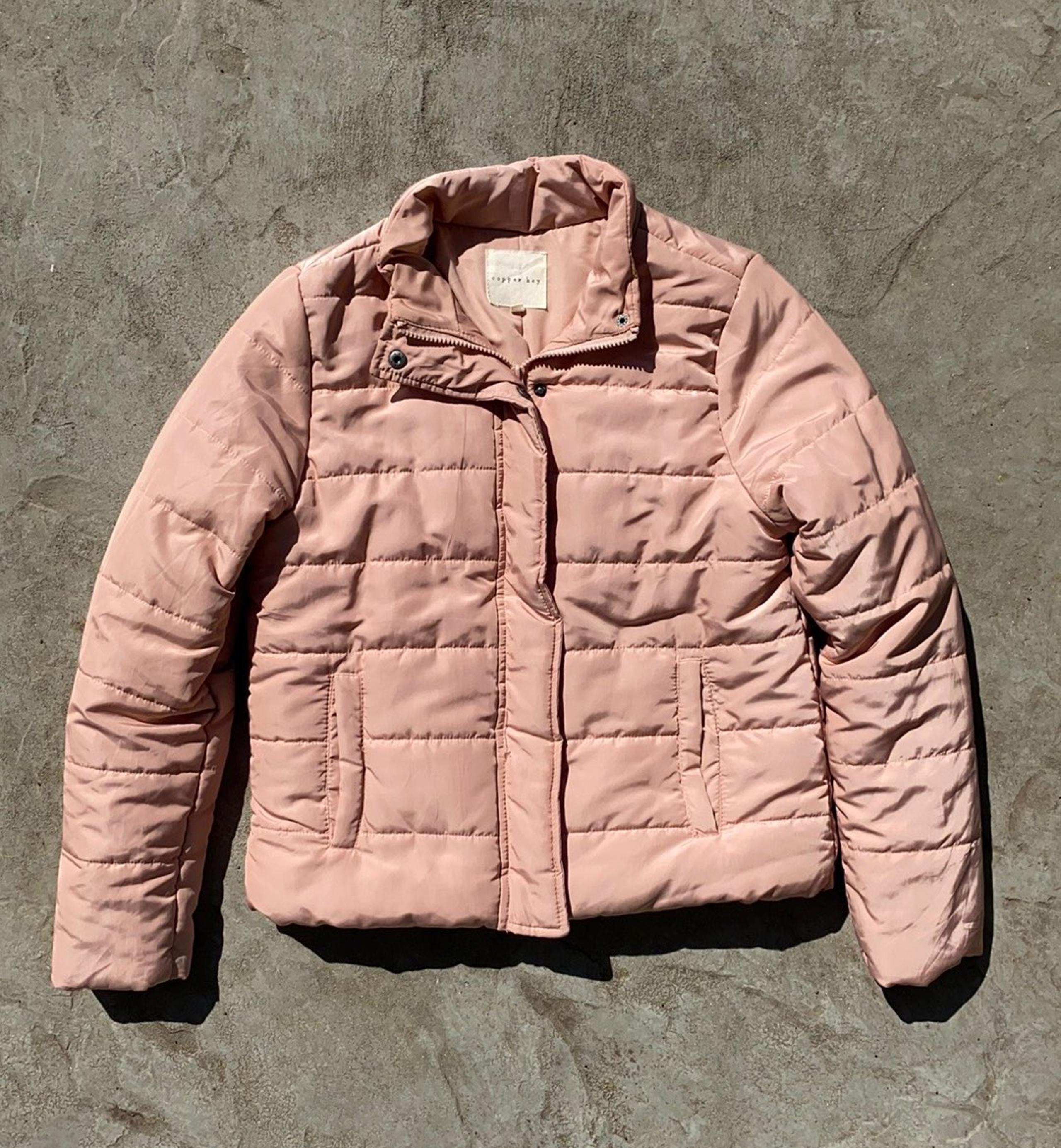 Copper Key Light Pink Blush Quilted Puffer Jacket