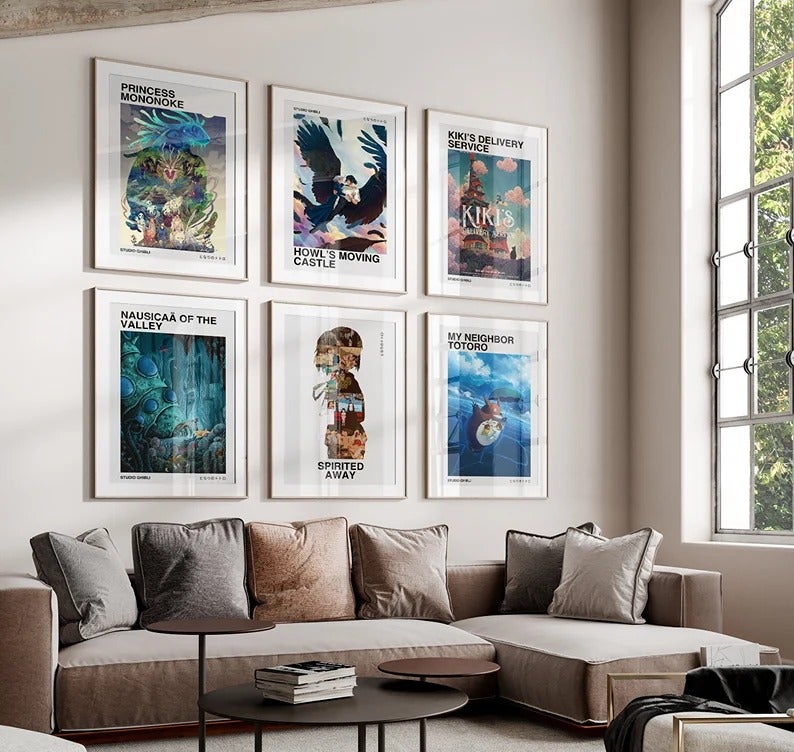 Studio Ghibli Poster Set of 6, Howl's Moving Castle - Spirited Away - Totoro - K
