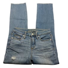Universal Thread High Rise Straight Crop Jeans 00/24 Medium Wash Raw Hem Denim
