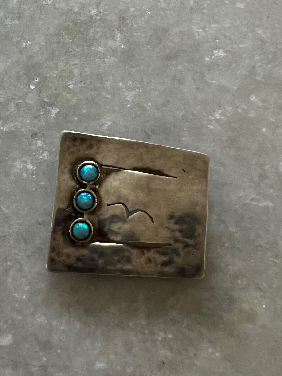 Opal Silver Bird Signed Made in Israel Pendant