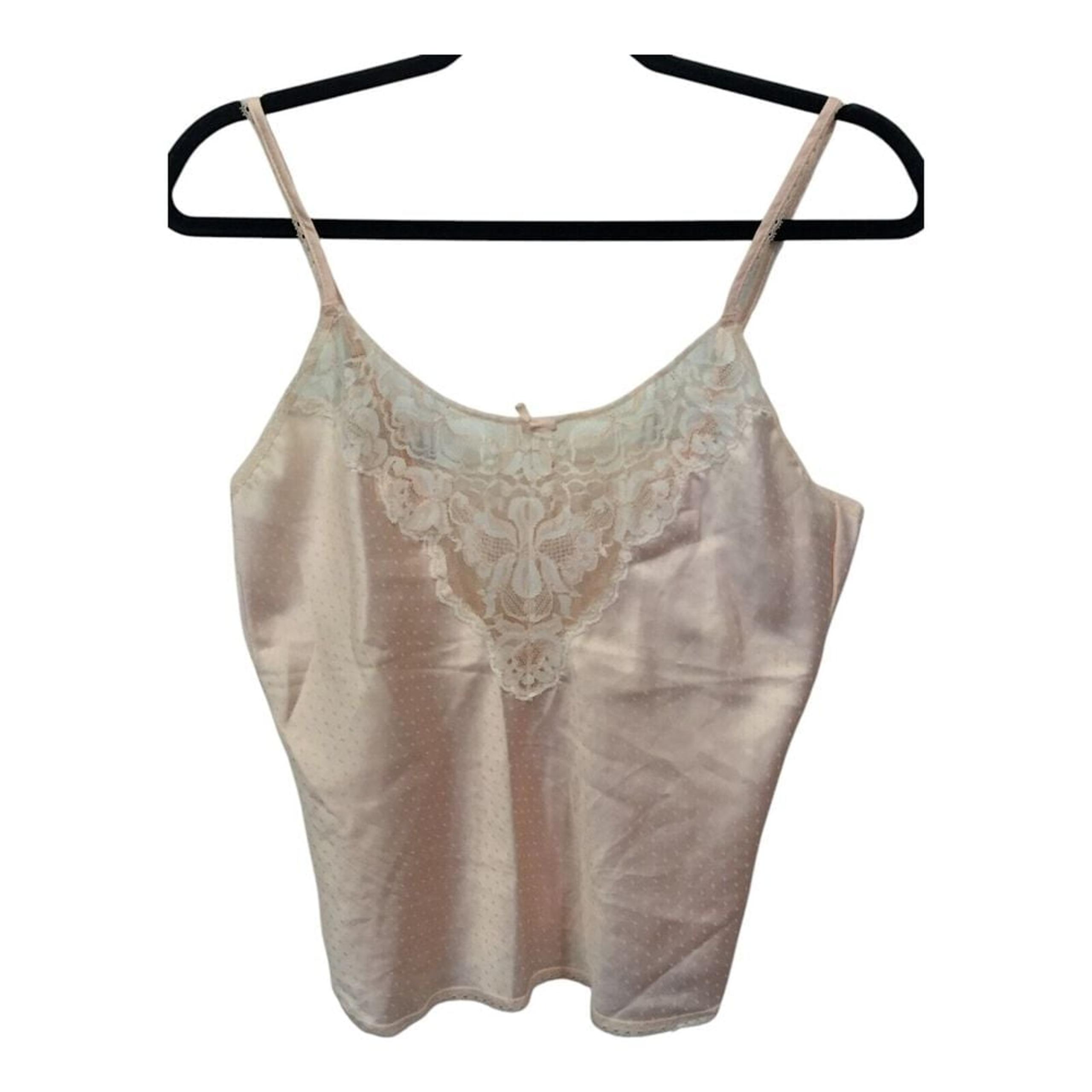 Warners Camisole Floral Lace Trim Pink Womens Size 34 Adjustable Spaghetti Strap