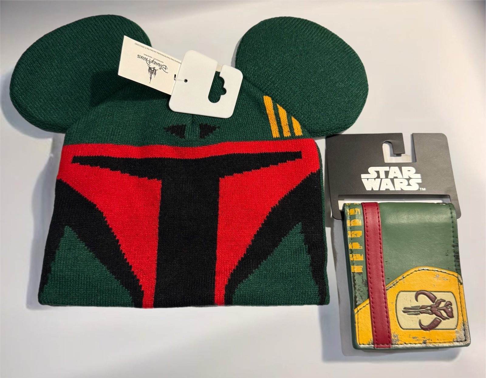 Disney Mickey Mouse Boba Fett Youth Beanie And Star Wars Mandalorian Wallet NEW