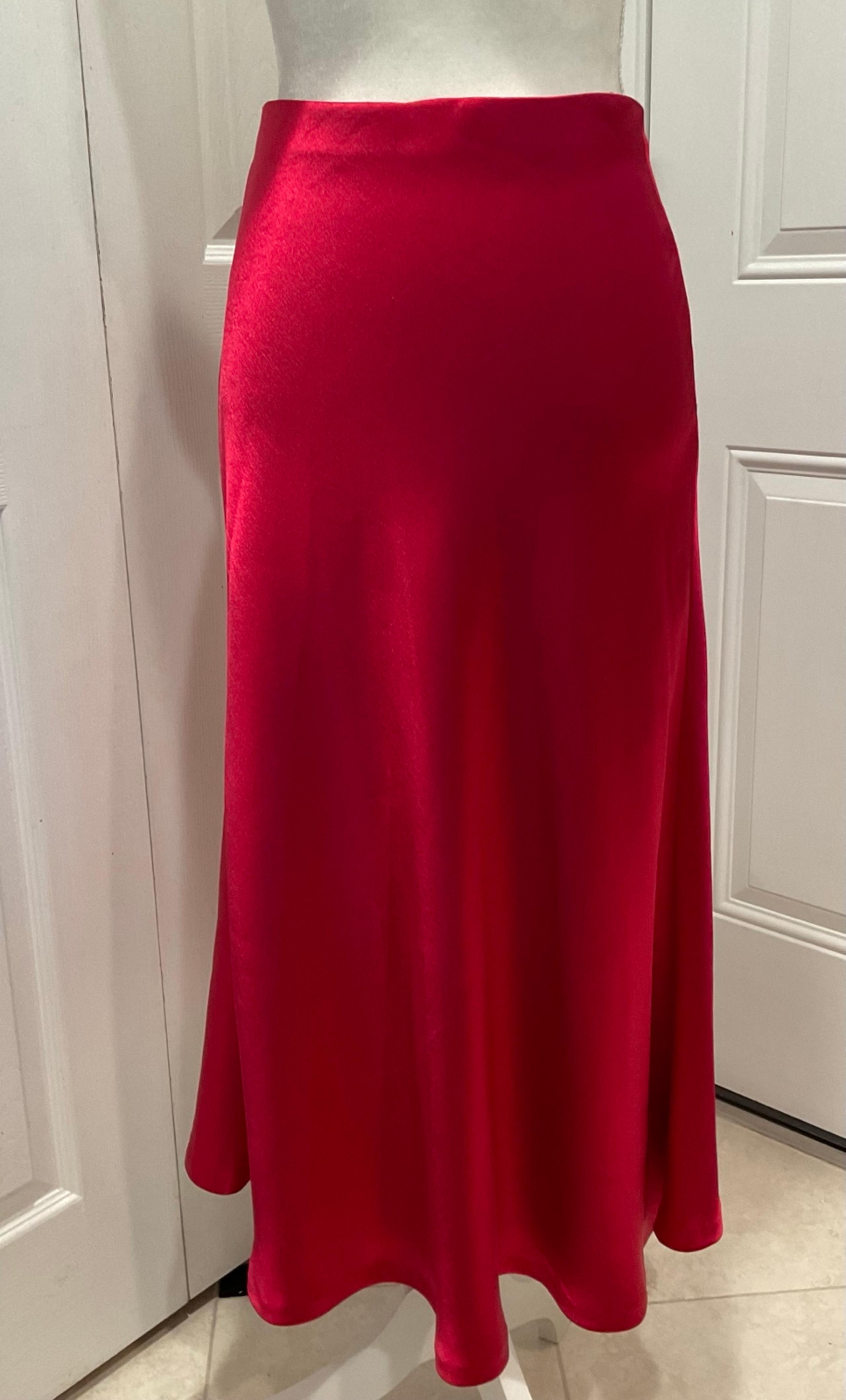 ZARA Women’s Red Midi A-Line Flared Skirt, Size M