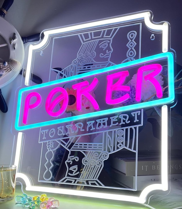Fun Bright Pink Poker Sign LED Night Light Game Room Decoration