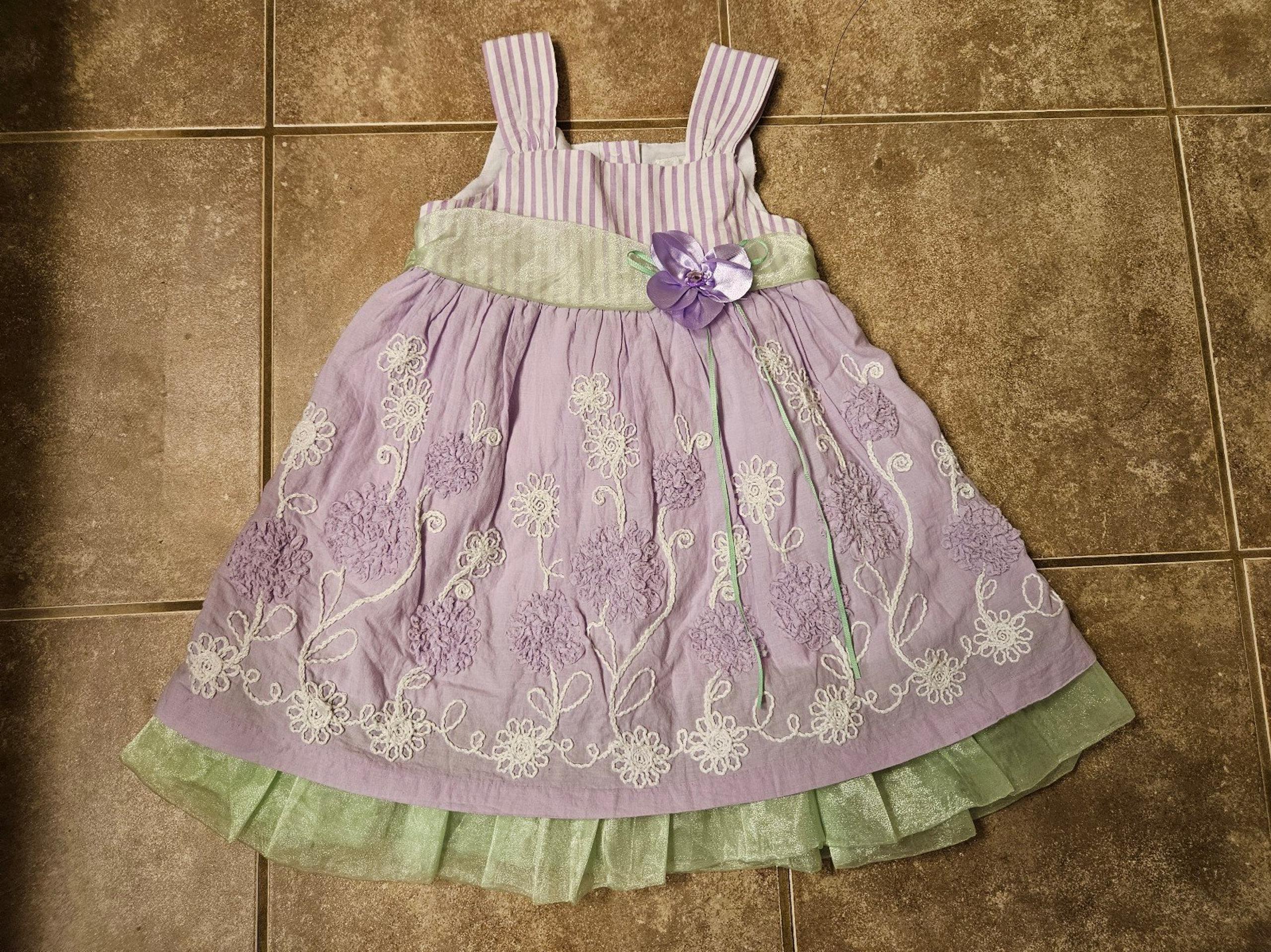 Girls' 4T Purple Flowers Dress