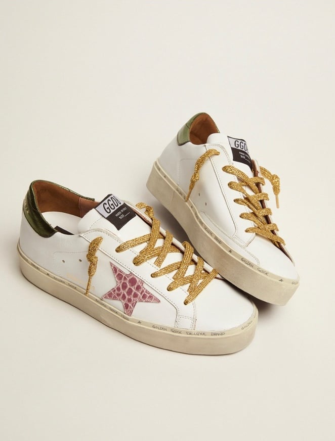 Golden Goose Hi Star sneakers pink crocodile-print leather star