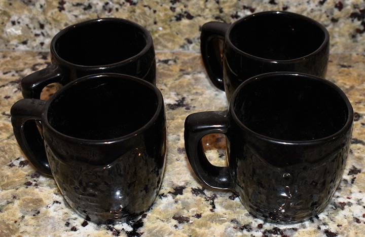 Set of (4) Frankoma John Zink Scout Ranch Black Mugs