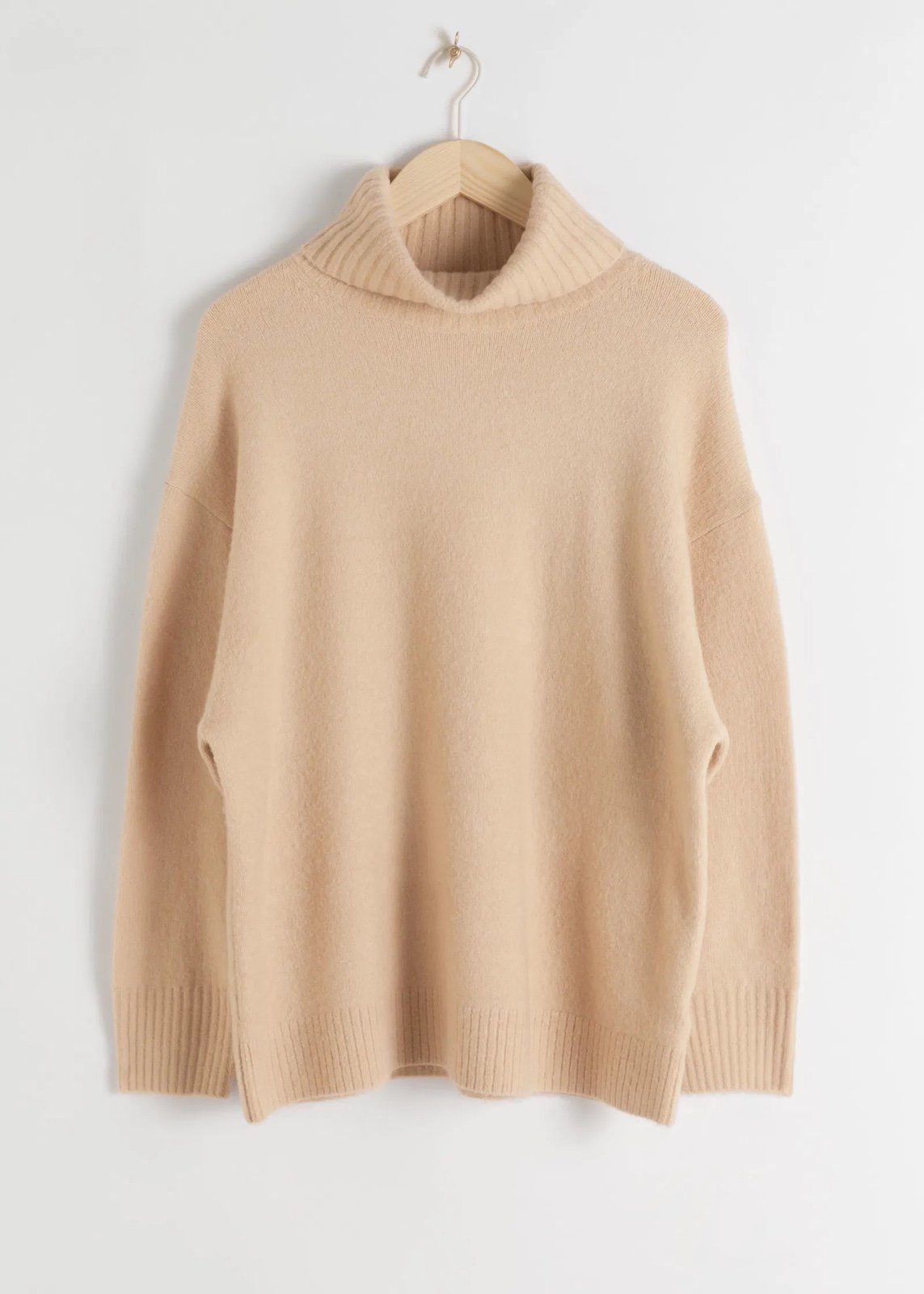 & Other Stories Cream Oversized Turtleneck Sweater