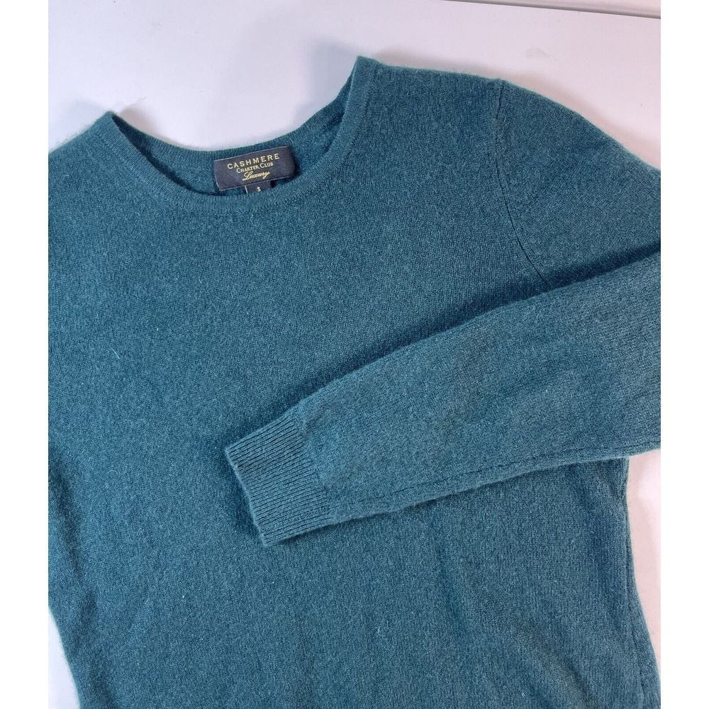 Charter Club Sweater Womens S 100% Cashmere Luxury Pullover Teal Blue Old Money