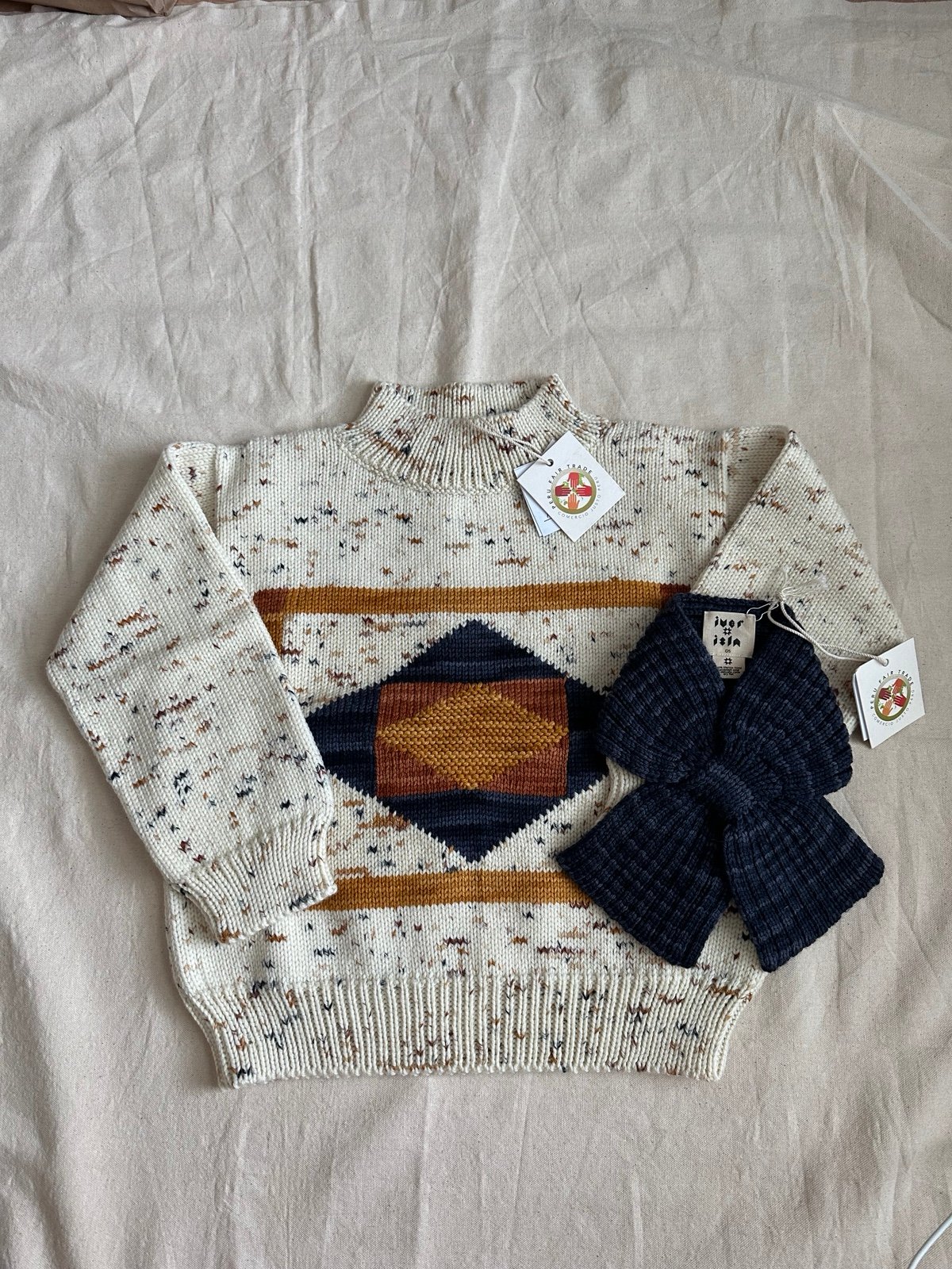 Iver and Isla Patchwork Quilt Pullover Confetti Sweater 8Y
