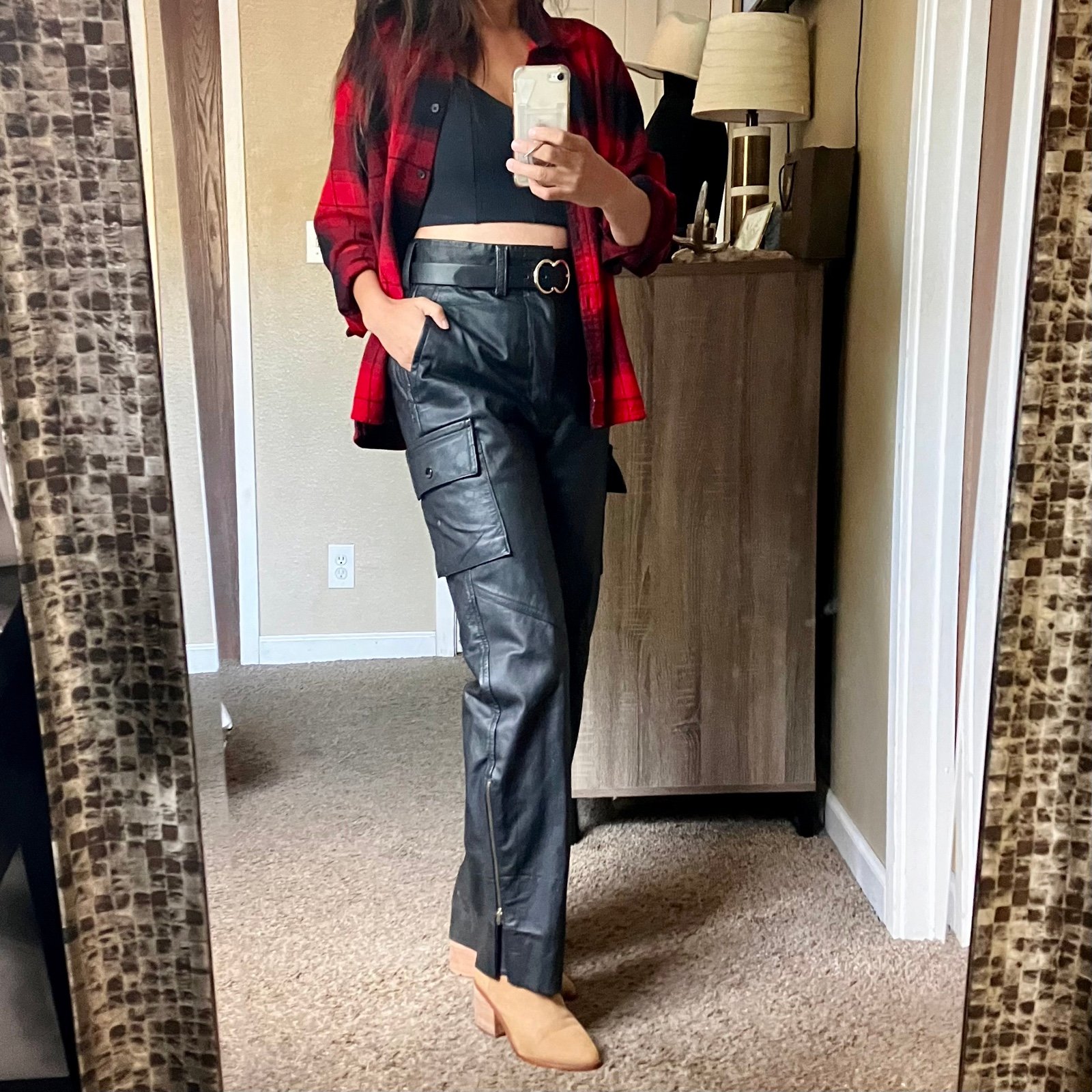 Vintage leather cargo pants