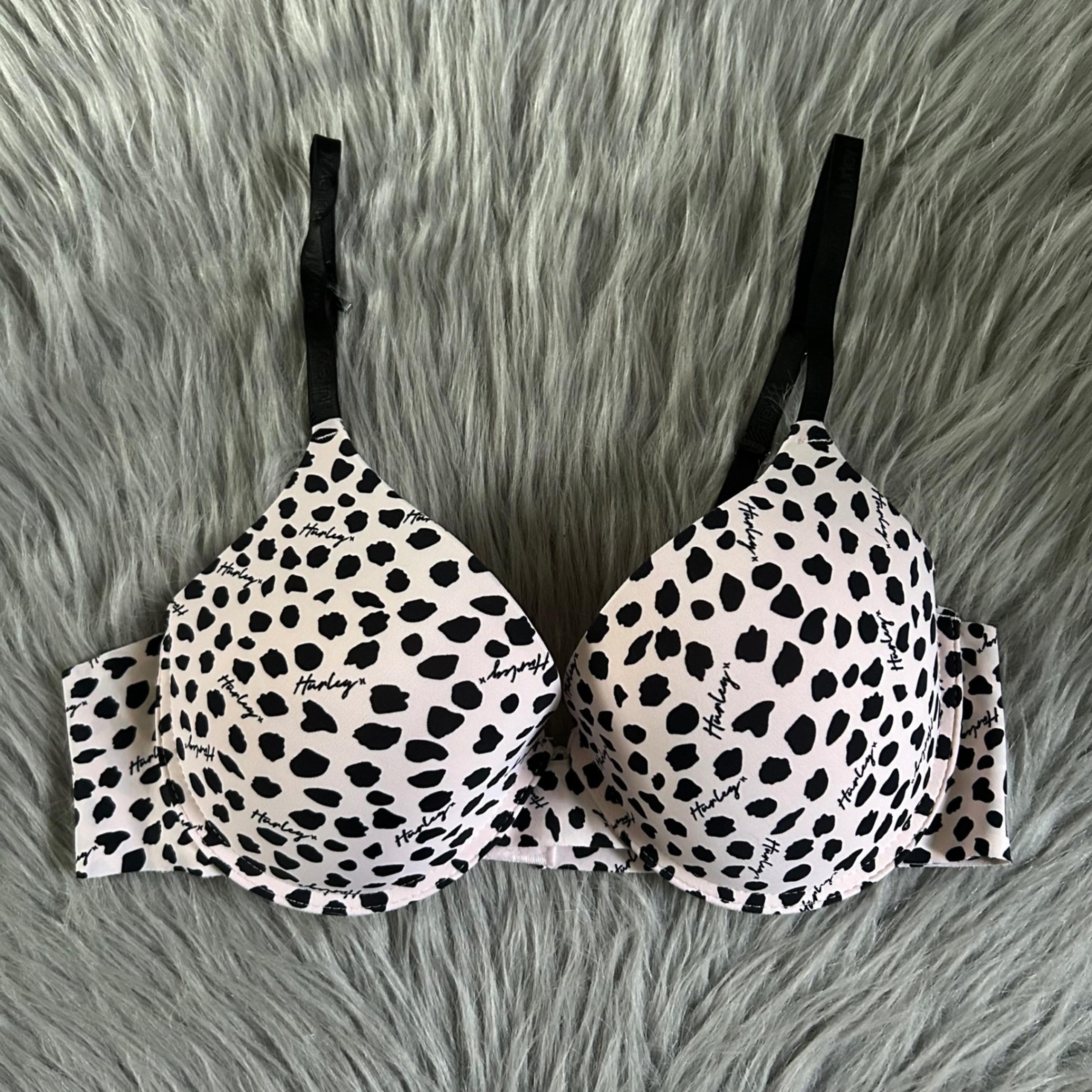 Hurley Psh Up Bra Womens Size 38C Padded Underwire Light Pink Leopard Print