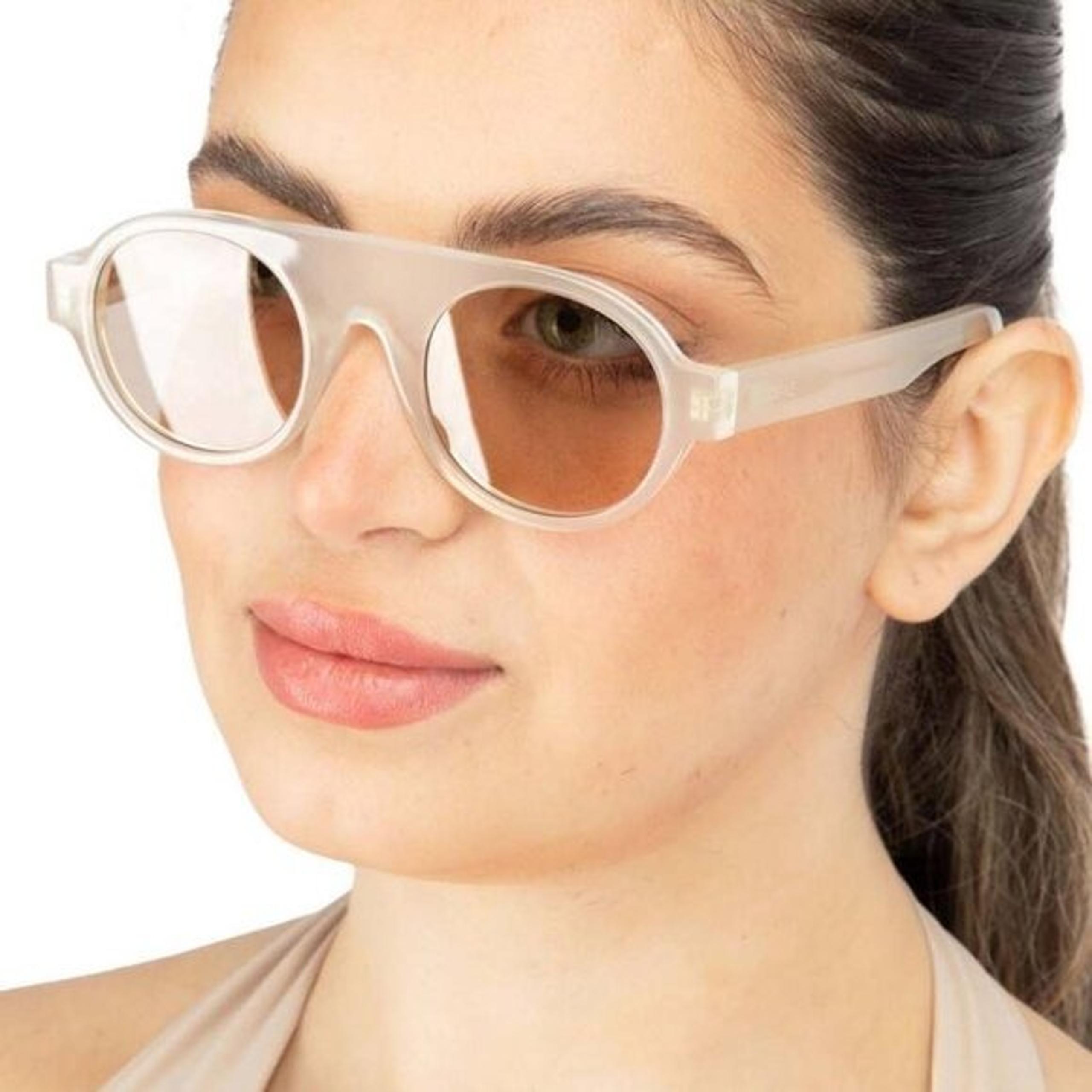 New Loewe LW40020F 21E Sunglasses - White Frame, Brown Lenses