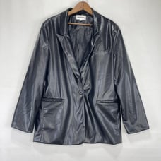 Vigoss Women Size XL Blazer Jacket Black Faux Leather