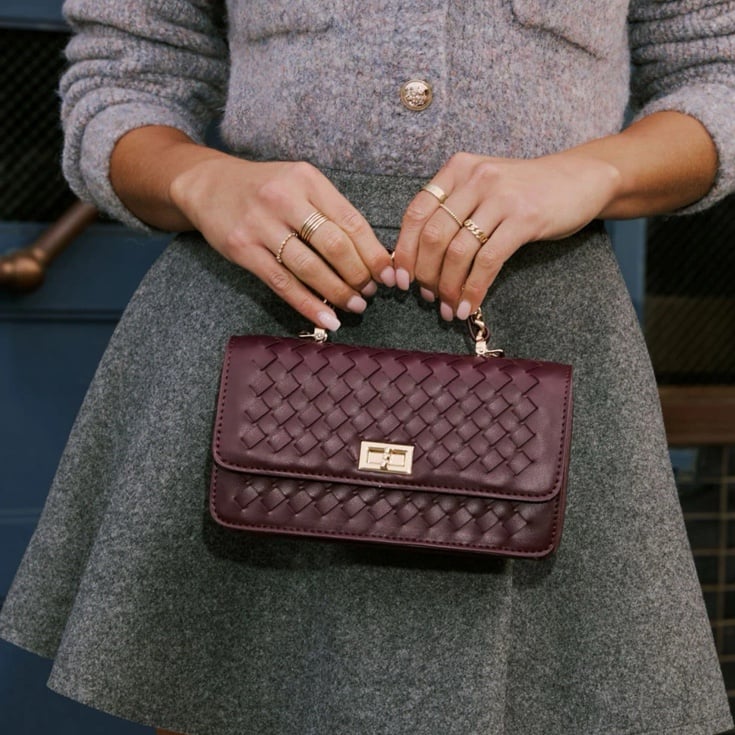 Vici Doll Gretta Woven Leather Crossbody Bag - Wine