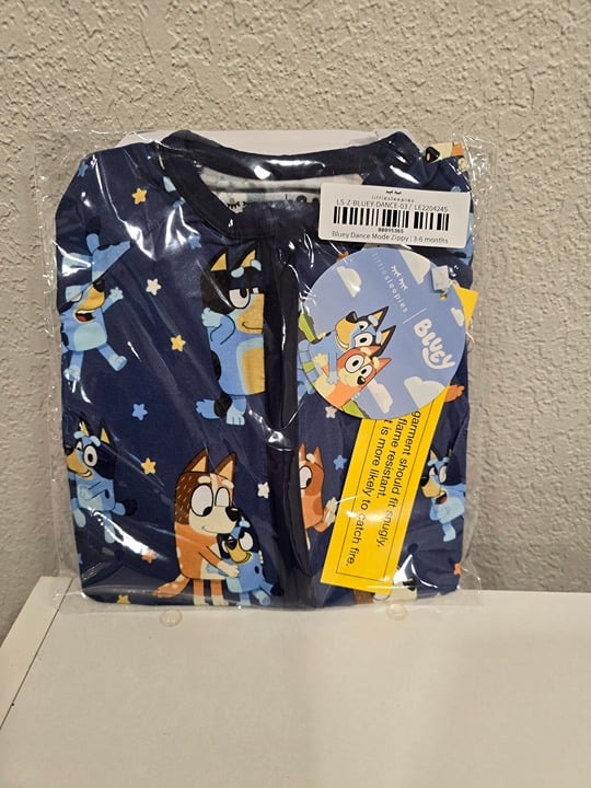 LITTLE SLEEPIES BLUEY DANCE MODE ZIPPY SIZE 3-6 MO