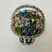 Vintage Trinket Box Enamel Rhinestone Flower Basket 2.5” Rare Hinged HTF Silver.