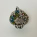 Vintage Trinket Box Enamel Rhinestone Flower Basket 2.5” Rare Hinged HTF Silver.