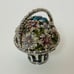 Vintage Trinket Box Enamel Rhinestone Flower Basket 2.5” Rare Hinged HTF Silver.