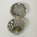 Vintage Trinket Box Enamel Rhinestone Flower Basket 2.5” Rare Hinged HTF Silver.