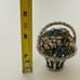 Vintage Trinket Box Enamel Rhinestone Flower Basket 2.5” Rare Hinged HTF Silver.