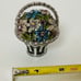 Vintage Trinket Box Enamel Rhinestone Flower Basket 2.5” Rare Hinged HTF Silver.