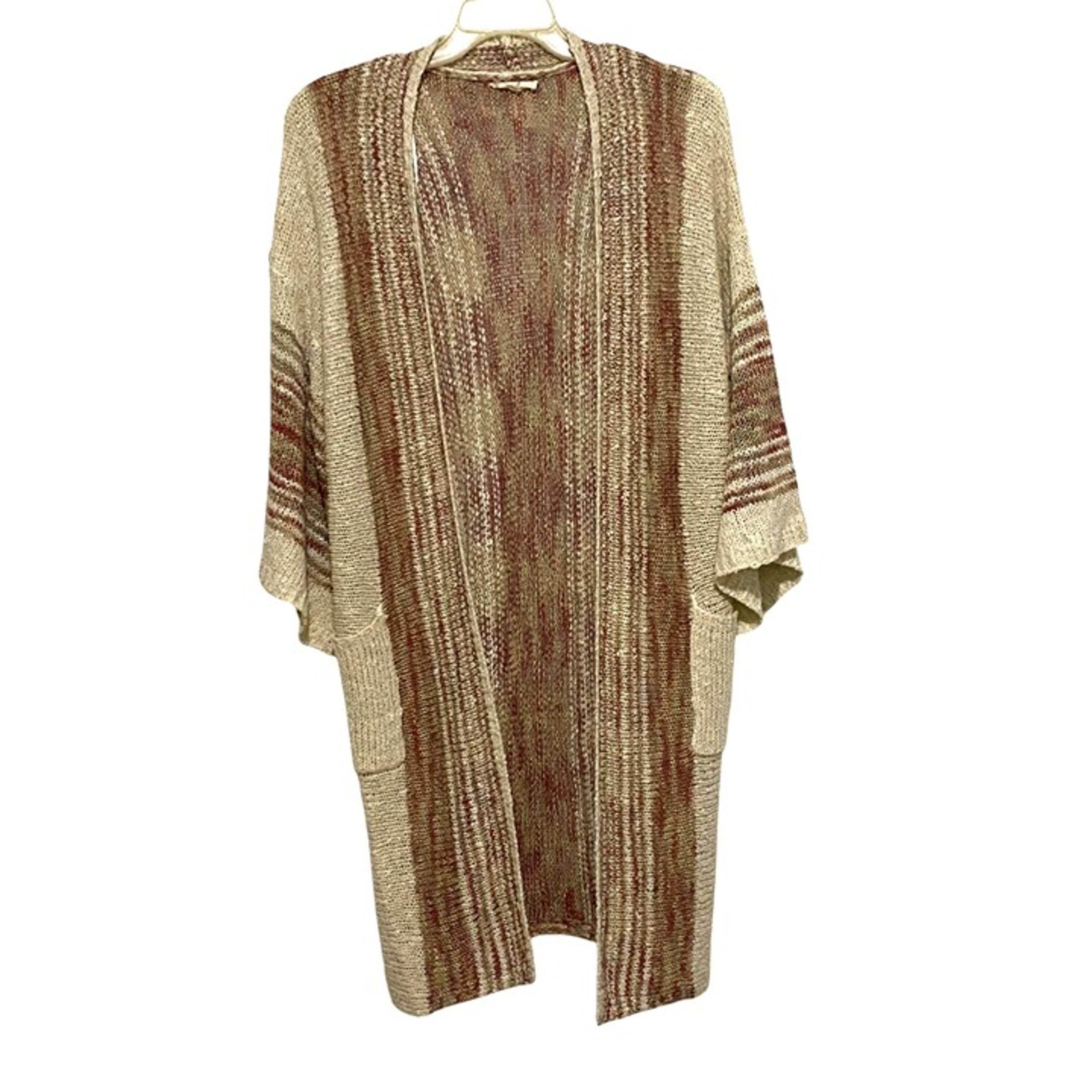Easel Open Front Cardigan Pool Cover Up S/M Neutrals Beachy Coastal Cali Style
