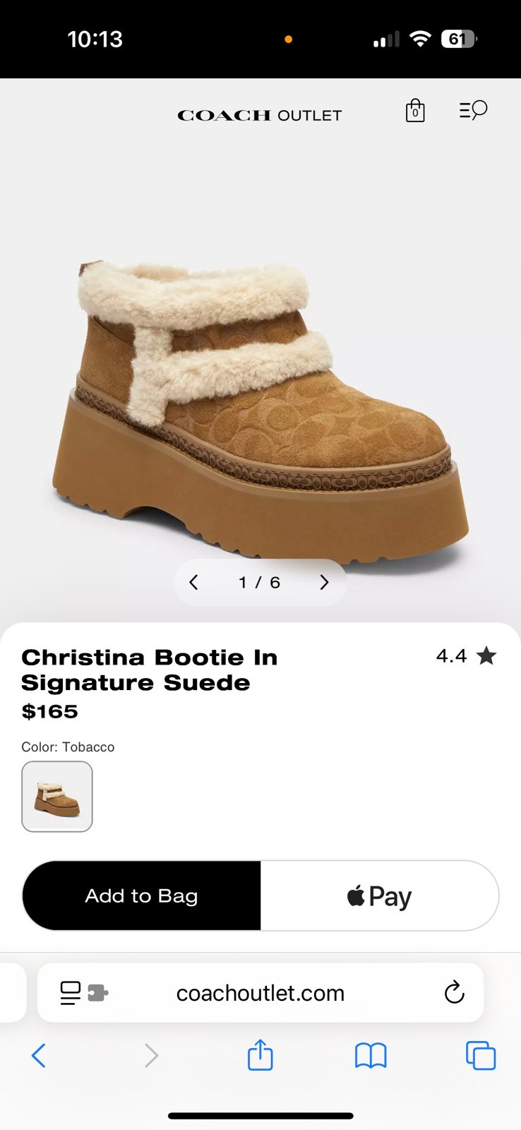 Coach Platform Christina Bootie in Signature Suede Ugg Style Boots