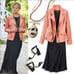 Soft Surroundings Dusty Coral Pink Faux Suede Moto Motorcycle Biker Jacket Coat