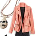 Soft Surroundings Dusty Coral Pink Faux Suede Moto Motorcycle Biker Jacket Coat