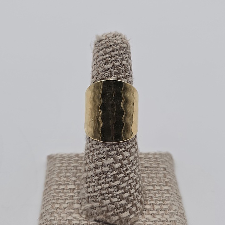 Size 7 Gold Over Sterling Silver Hammered Wide Ring A4177