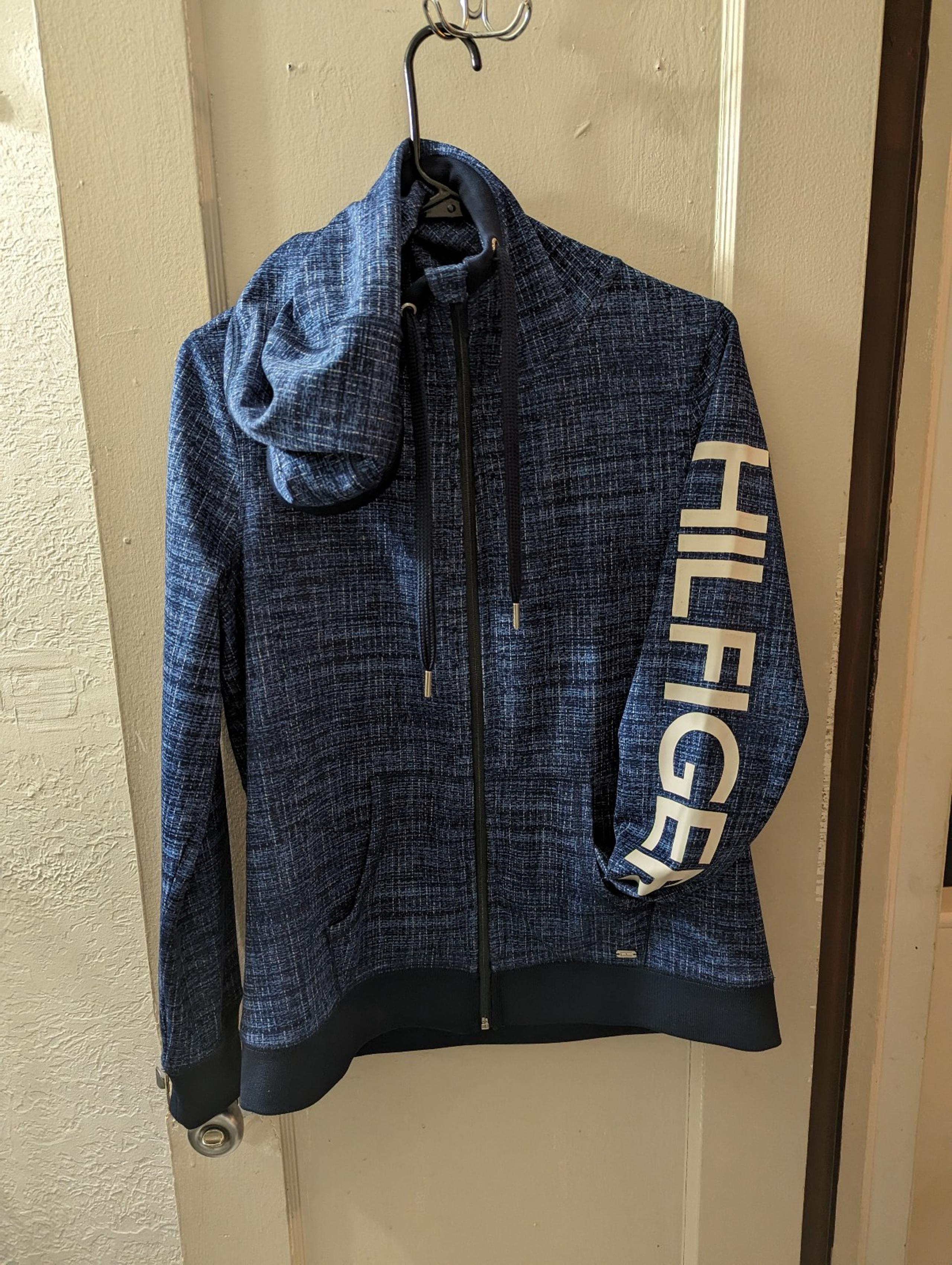 Tommy Hilfiger Sport Women's Blue Hoodie, lightweight, full zipper logo jacket