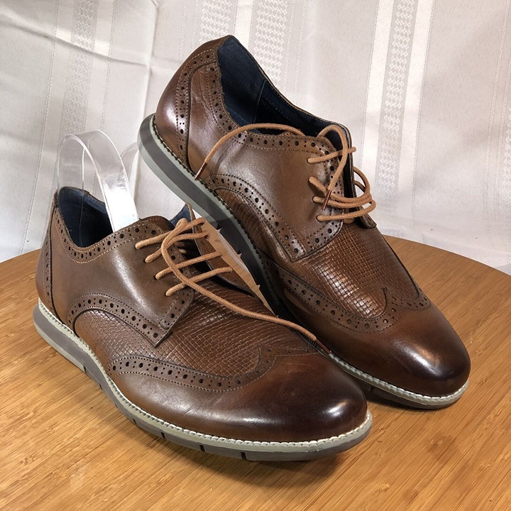 Vintage Foundry Co Men Size 12 Leather Shoes Oxford brown Classic Wing Tip 1005