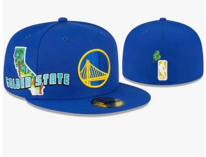 Golden State Warriors Stateview New Era Blue Basketball 59Fifty hat 7 3/4