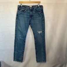 Frame Jeans Mens 34 Blue L Homme Slim Light Wash Distressed Straight Leg 34