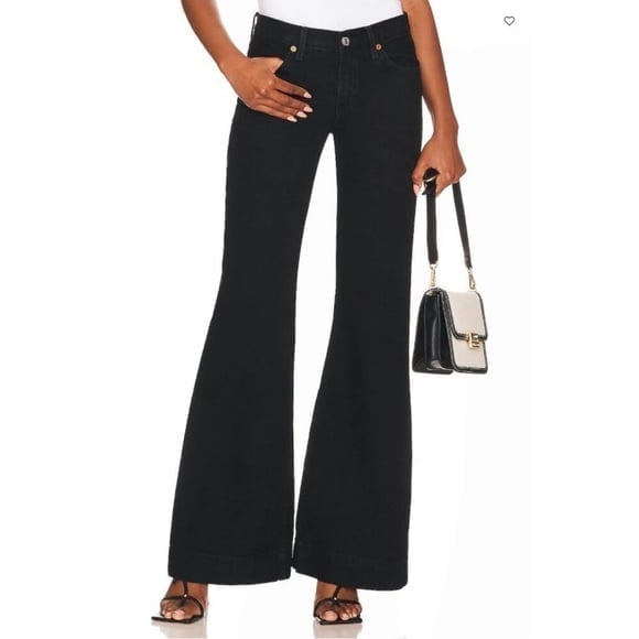 Re/Done 70's Low Rise Bell Bottom Women's Size 24 in Broken Black