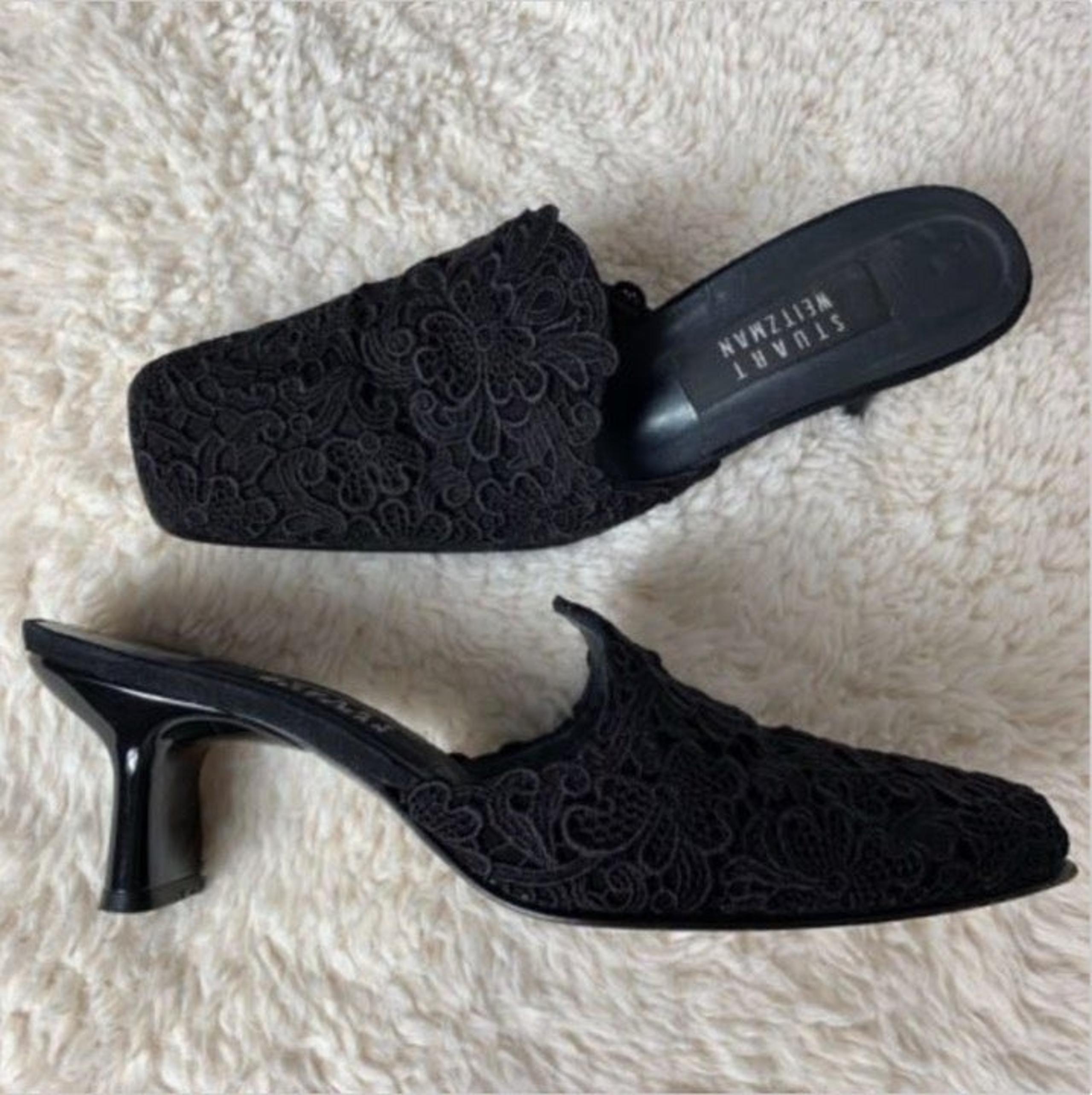 Stuart Weitzman Lingerie Lace Mule Heels