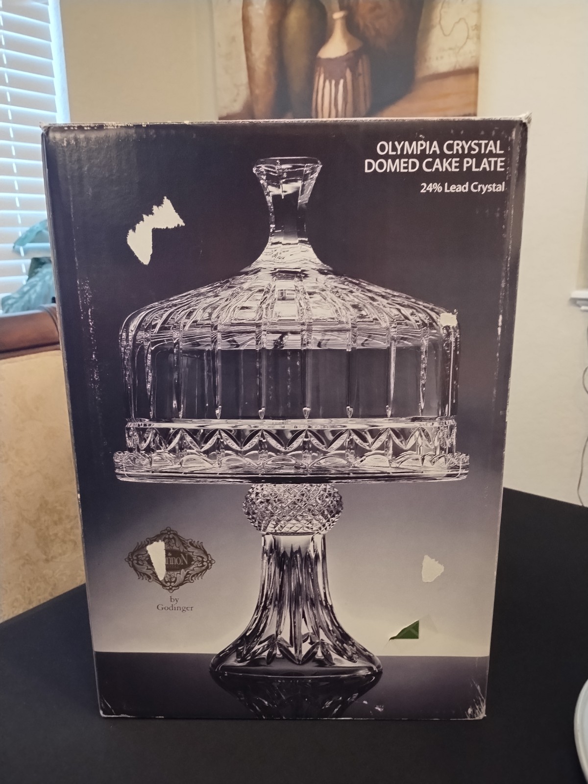 Shannon Olympia by Godinger Heavy Crystal Tall Round Cake Stand with Lid